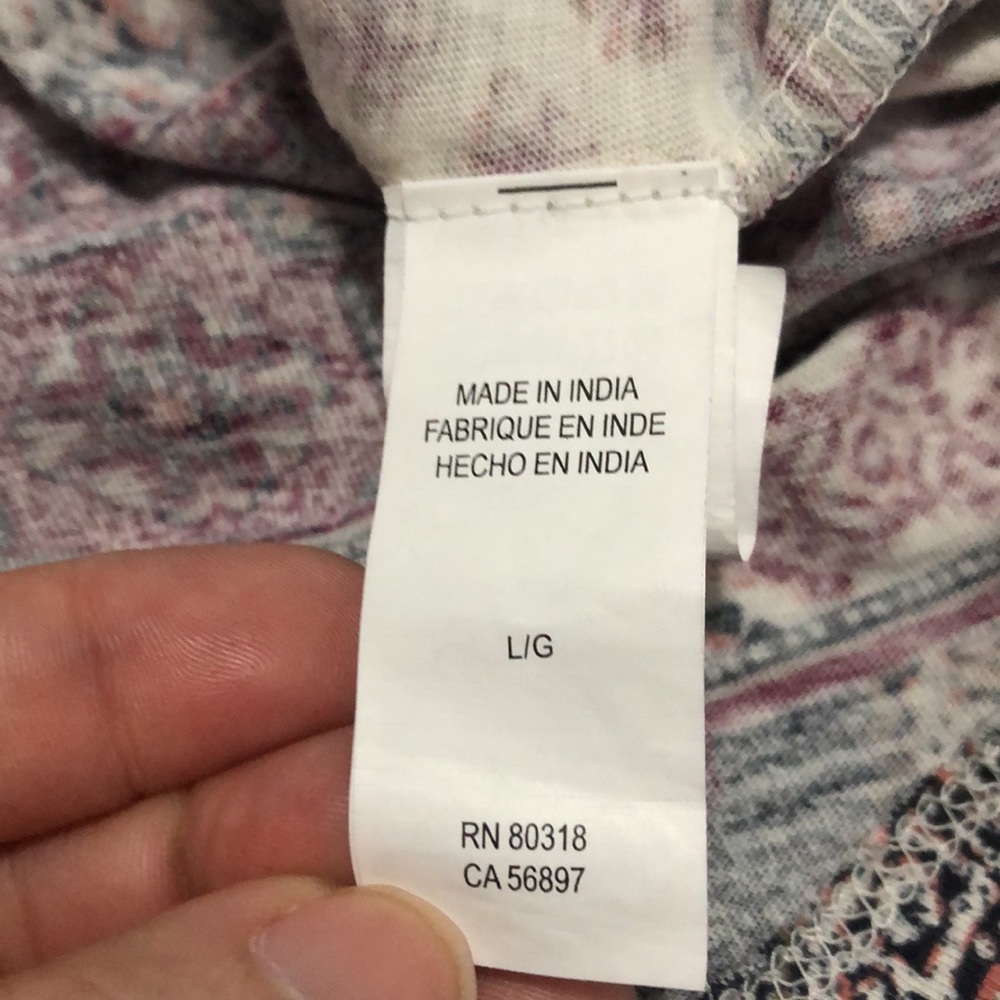 Lucky Brand Cap Sleeve Boho Blouse Womens Size L - Picture 9 of 10